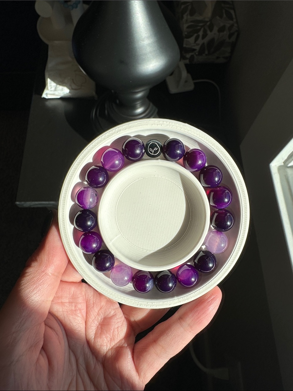 Natural Purple Agate 10mm Bead 7.5” Stretch Bracelet